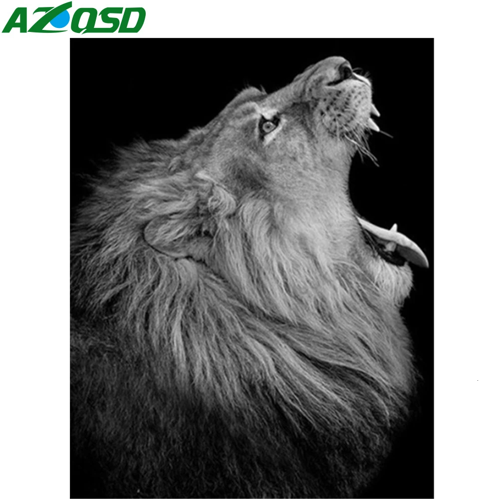 

AZQSD DIY 40x50cm Animal Paint By Numbers Canvas Painting Kits For Adults Lion Oil Painting By Numbers Home Decoration