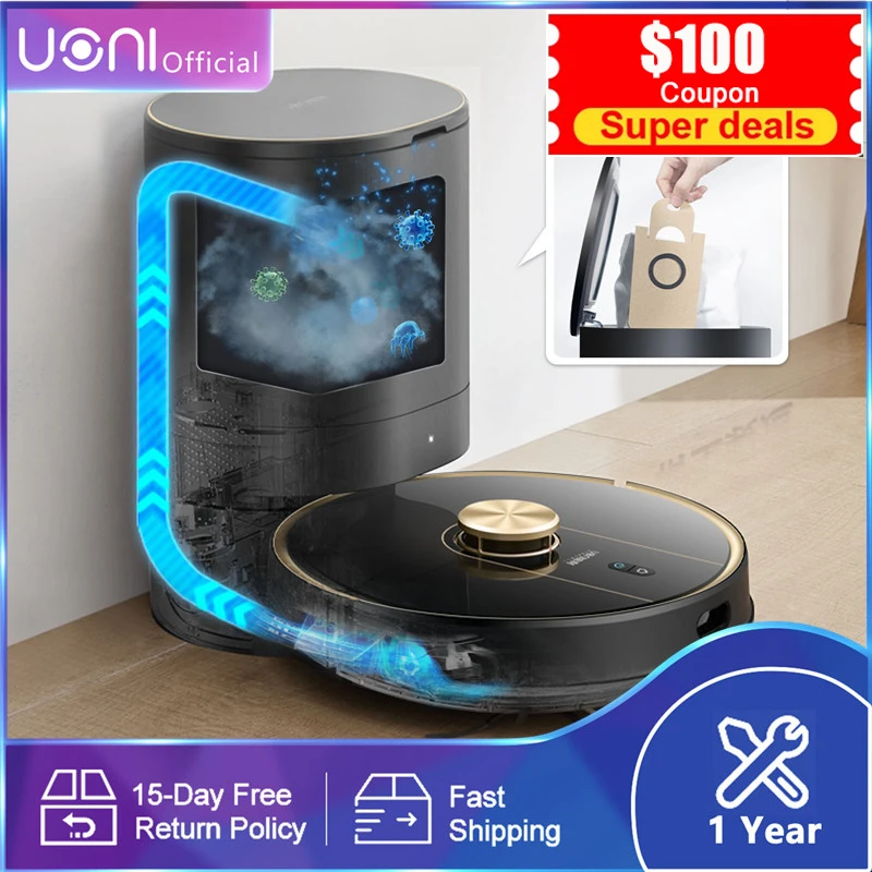 Uoni V980Plus Robot Vacuum Cleaner Carpet Mopping Sweeping Suction Auto