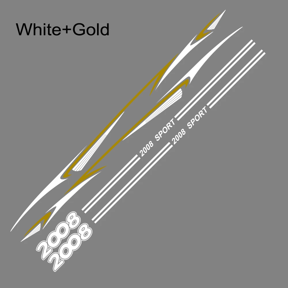 White Gold 2 шт. автомобильные наклейки для peugeot 2008 3008 Авто боковые наклейки на юбку стильные спортивные водонепроницаемые виниловые DIY аксессуары для стайлинга автомобиля - Название цвета: White Gold