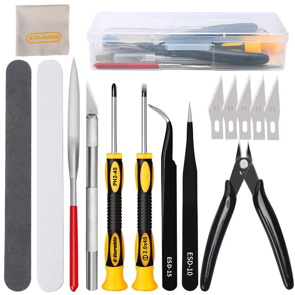 16 in 1 Model Building Tool Set Combo Accessories Kit Cut Tweezers Pliers for Gundam Military Hobby DIY Grinding Polishing Drill ophir 3x diamond mini metal needle file tool set for gundam model polishing carving cutting craft diy hobby hand tool mg006 a c