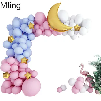 

Mling Color Macaron Balloon Arch Set Latex Candy Colors Balloon Arch Golden Stars Moon Foil Balloons Birthday Party Decorations