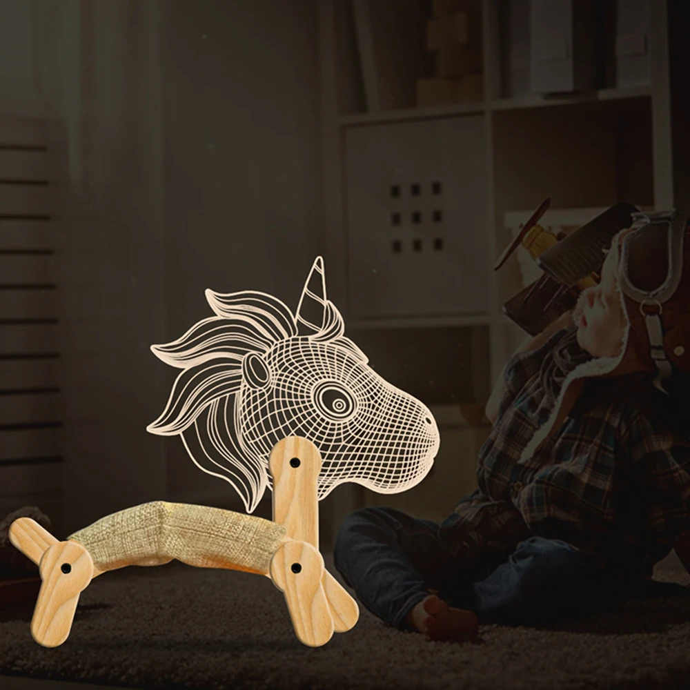 3D Собака Деревянный светильник Светодиодный настольный светильник USB мощный мультяшный Ночной светильник Настольная лампа домашний декор для спальни лампа