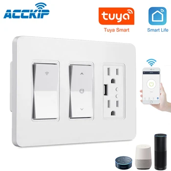 

ACCKIP Touch Switch US Standard AC220V Tuya APP Remote Control for Home Automation Work with Alexa Google Home