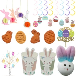 DIY Easter inDoor Decoration Easter Egg Tree Hanging Swirl Honeycomb Cookie Cutter Rabbit Bobo Balloon Sticker Cake Topper Decor