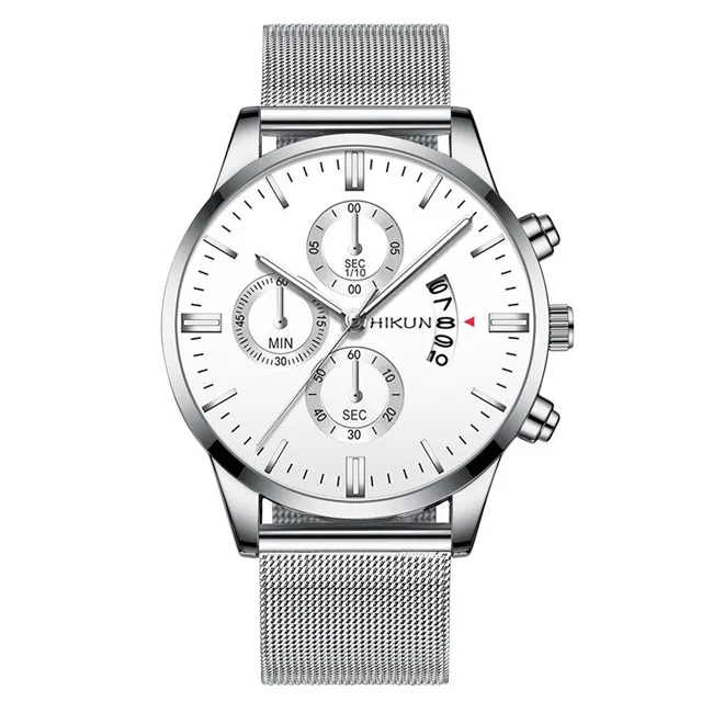 2022 Men Watches Luxury Famous Brand Men Stainless Steel Mesh Belt Calendar Watch Men Business Quartz Watch relogio masculino 