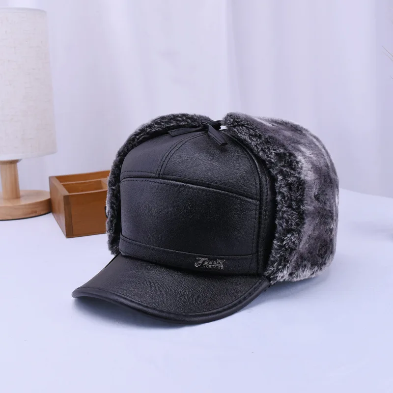 

Men's fur hat Earflap Bomber Hats Caps Men Women Russian Trapper Thermal Hat Trooper Earflap Snow Ski Hat Cap Anti Cold