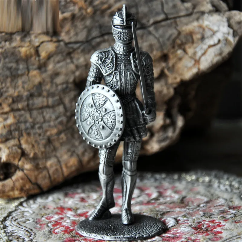 A 5X10cm Европейский классический средневековье солдат Mercenary Художественная Скульптура воин фигурка из сплава ремесла украшение дома аксессуары R3762 - Цвет: A 5X10cm