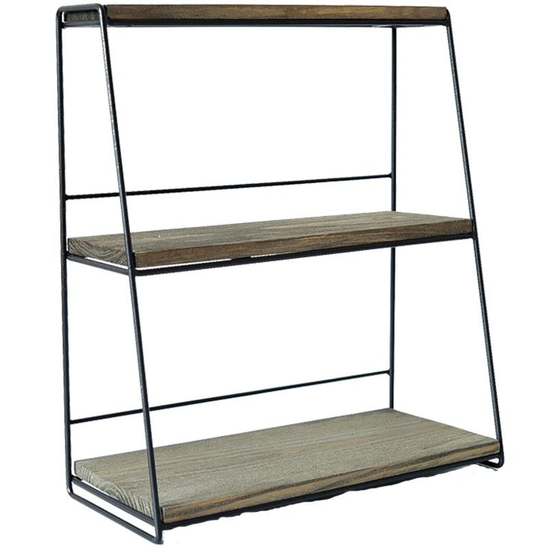 MINI Counter top 3-tier Retro Iron with Wood Shelf Rack Multipurpose Storage Shelf Corner Shelf