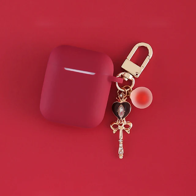 Cosmic Astronaut Spaceman Silicone Case for Apple AirPods 1 2 Case with Keychain Wireless Earphone Case Accessories Cover Box wine red diamond