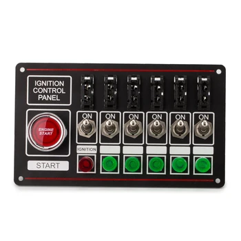 

Racing Switch Panel Race Car Ignition Accessory Engine Start, 6 Indicator Light 6 Fused Toggle Quick Off Switch 12V