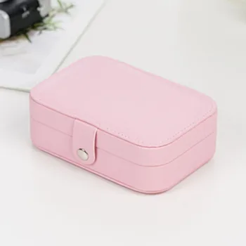 

Ring Adjustable Travel Jewelry Box Display Holder Earrings Necklaces PU Leather Double Layer With Mirror Storage Case Portable