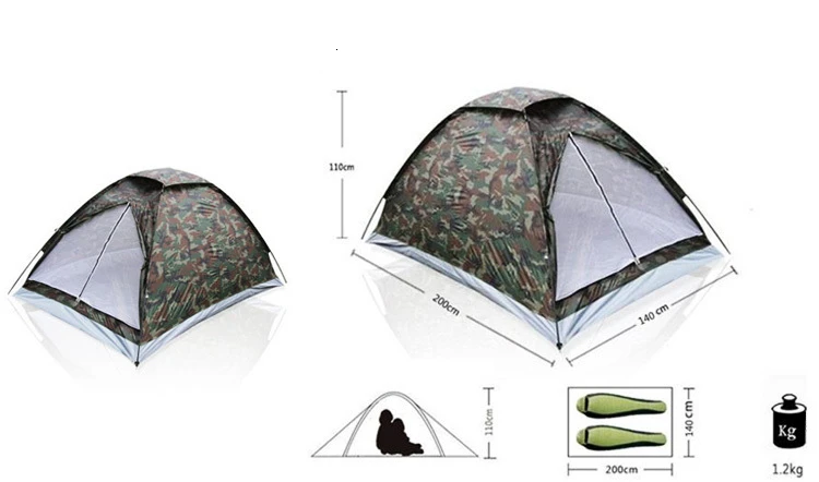 Высокое качество камуфляж Открытый Палатка 1 человек один слой москитная сетка палатка для пеших прогулок Рыбалка Охота Приключения