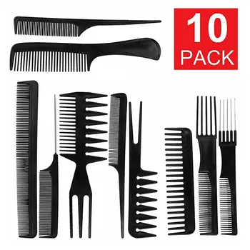 

10pcs Black Hair Salon Hair Comb Suit Beauty Tools Plastic Hairbrush Generic Barber Shop Durable Hair Comb