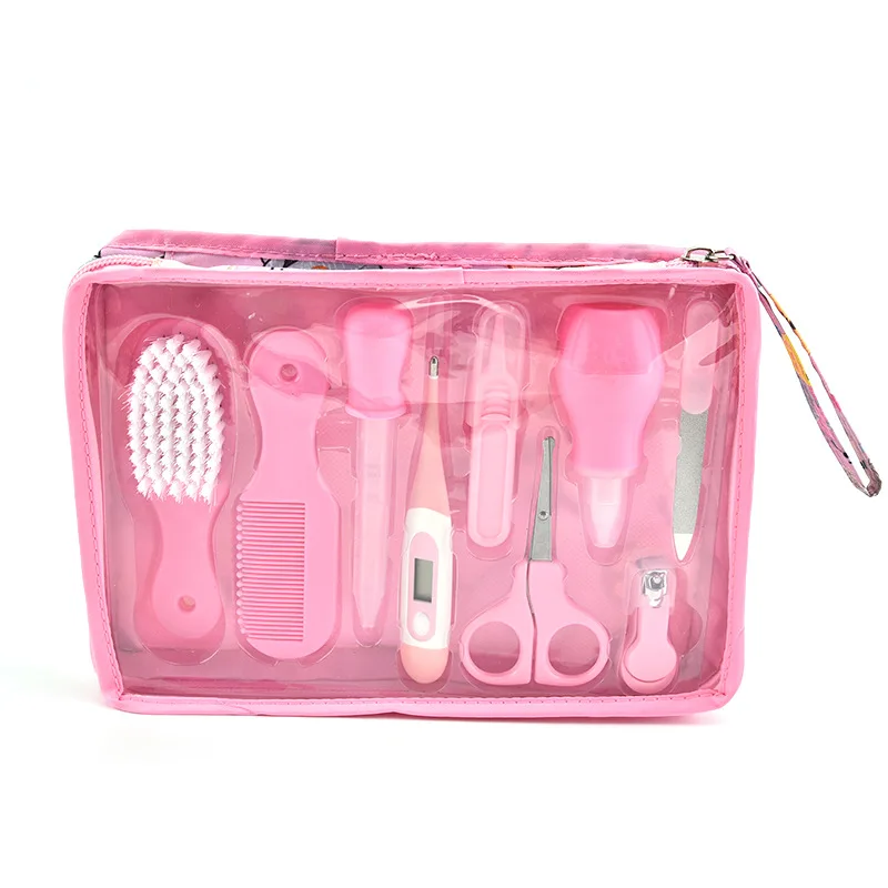pink 9PCS Детский комплект для ухода за здоровьем, комплект для ухода за новорожденным ребенком, комплект для ухода за ребенком, термометр, ножницы для стрижки, детские туалетные принадлежности для малышей - Цвет: pink 9PCS