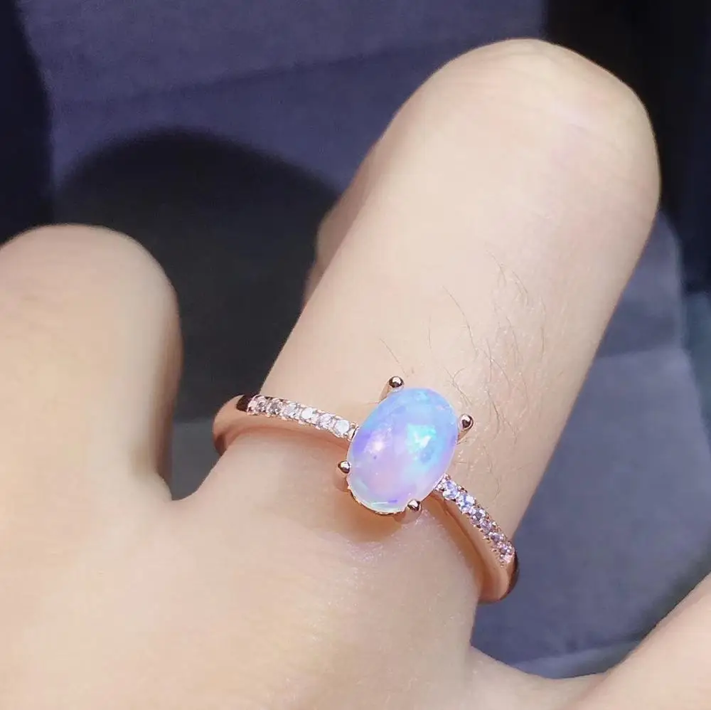 KJJEAXCMY fine jewelry 925 sterling silver inlaid Natural opal gemstone ring classic fashion female support detection exquisite - Цвет камня: Оранжевый