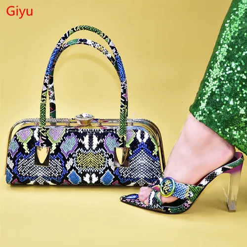 

doershow beautiful hot sale Italian Shoes with Matching Bag Italian Design African Nigeria Shoes and Bag Set for Parties! HSL1-5