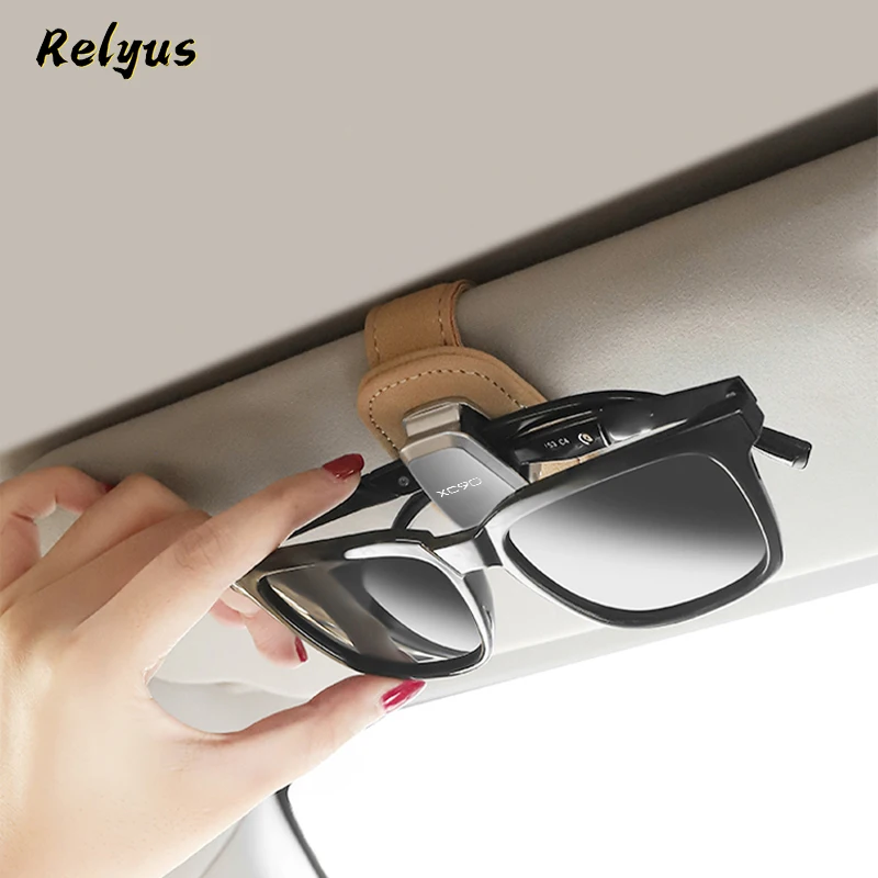 Suede Car Sun Visor Sunglasses Holder Eyeglass Holder Glasses Storage