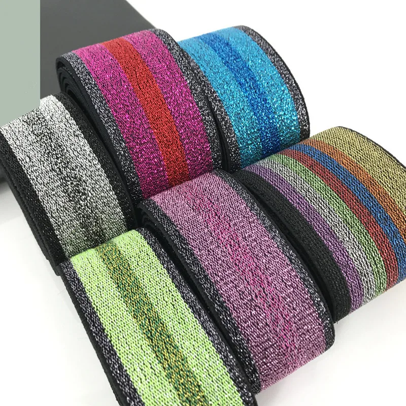 

3.8CM 5CM 6CM Width Elastic Stretch Black Gold Single Ribbon Tape Trim Applique Sewing Supplies Material for Clothes Strap Belt