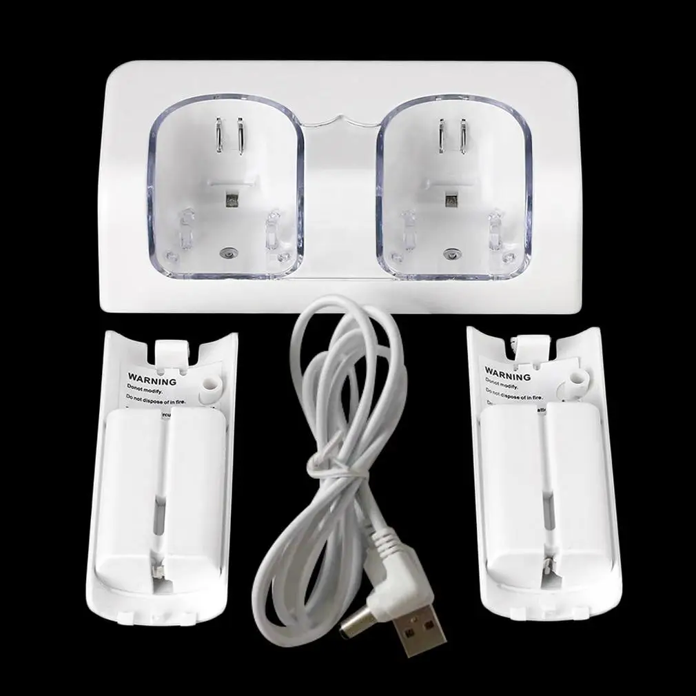 

White Convenient Remote Control Charger Dock Docking Station With 2X 2800mAh Rechargeable Battery Packs For Wholesale