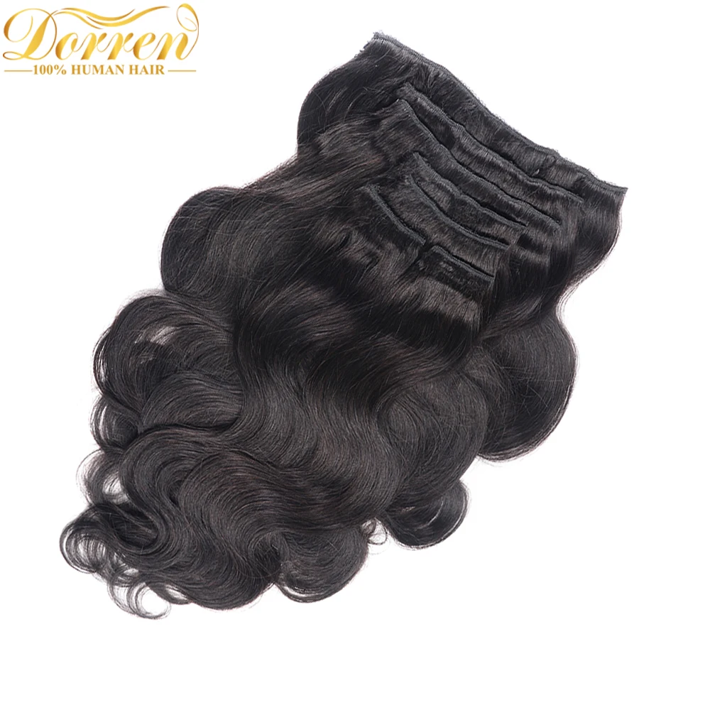 Online 200G Clip de cabeza completa en extensiones de cabello humano brasileño hecho a máquina pelo Remy 100% cabello humano Color negro Natural por UPS