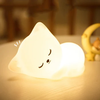 

New Cute Cat LED Night Light for Children Baby Kids Bedside Lamp Sleeping Night Light Cartoon Pat Light