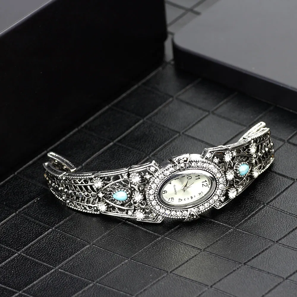 Weicam Women Luxury Crystal Cuff Bracelet Round Dial Analog Quartz Wrist  Watch for Ladies (Black) : Amazon.in: Fashion