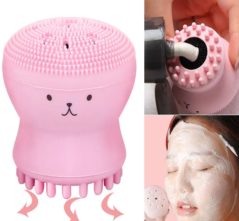 

Silicone Octopus Facial Cleansing Brush Make Foam Skin Cleanser Pore Cleaner Scrub Washing Tentacles Could Massage and Clean