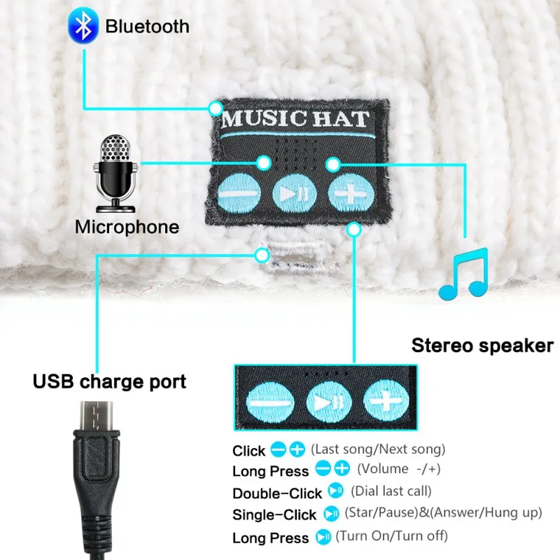 Практичные Bluetooth наушники бини для мужчин и женщин музыка шляпа супер долгое время игры наушники с микрофоном акриловый материал