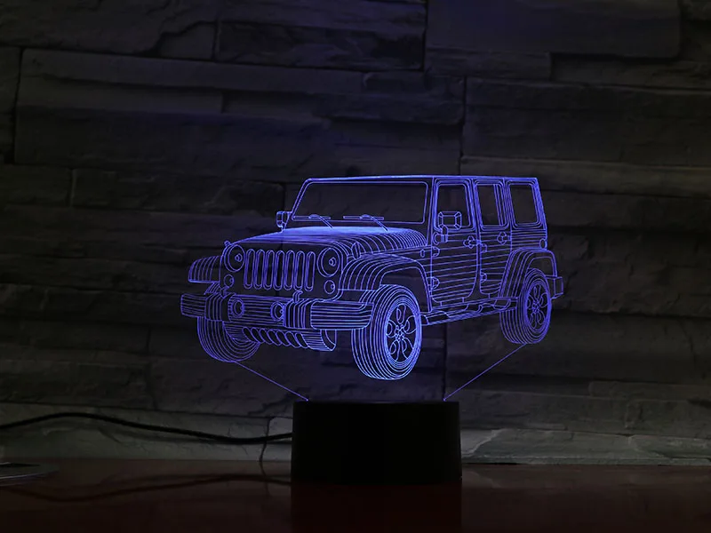 3D лампа Jeep на батарейках изменение цвета с пультом дистанционного управления