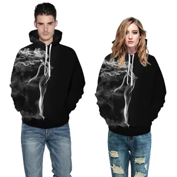 

Halloween Hoodies Couple's Brief Smog Print Full Sleeve pullovers SweatShirts ariana grande polerones mujer толстовки женские #D