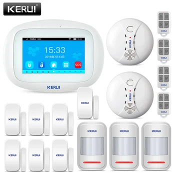 

KERUI K52 Wifi GSM APP Control Alarm Set For Home Security GSM 4.3 Inch TFT Color Wireless Burglar Alarm System Smoke Detector