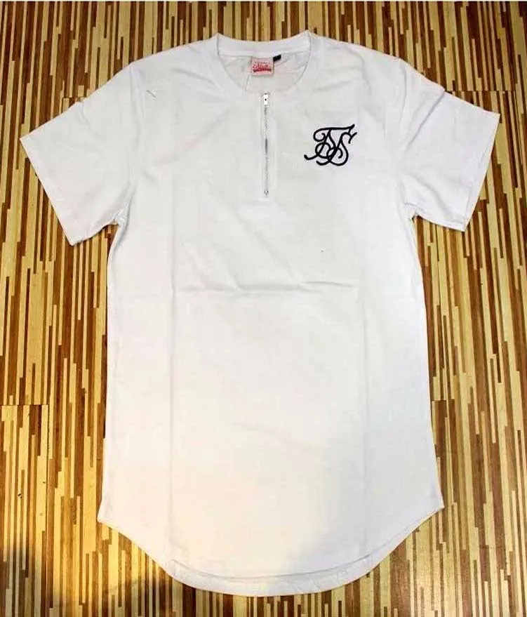 Новейшая шелковая футболка siksilk черная белая красная точка длинный стиль хип-хоп футболка s топы Мужские удлинённые футболки с - Цвет: Бежевый