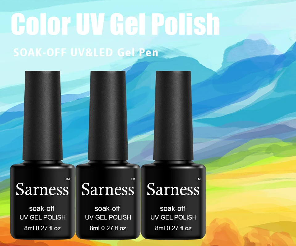 Sarness чистый цвет УФ гель лак DIY Гибридный гвоздь искусство гель лак для ногтей резиновый верхний слой ногти замочить от маникюрный лак