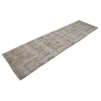 

81x293 Cm Beige Handmade Overdyed Runner Rug-3x10 Ft