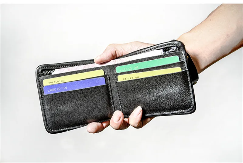 PNDME simple casual soft natural first layer cowhide men's short wallet fashion vintage genuine leather black card holder purse