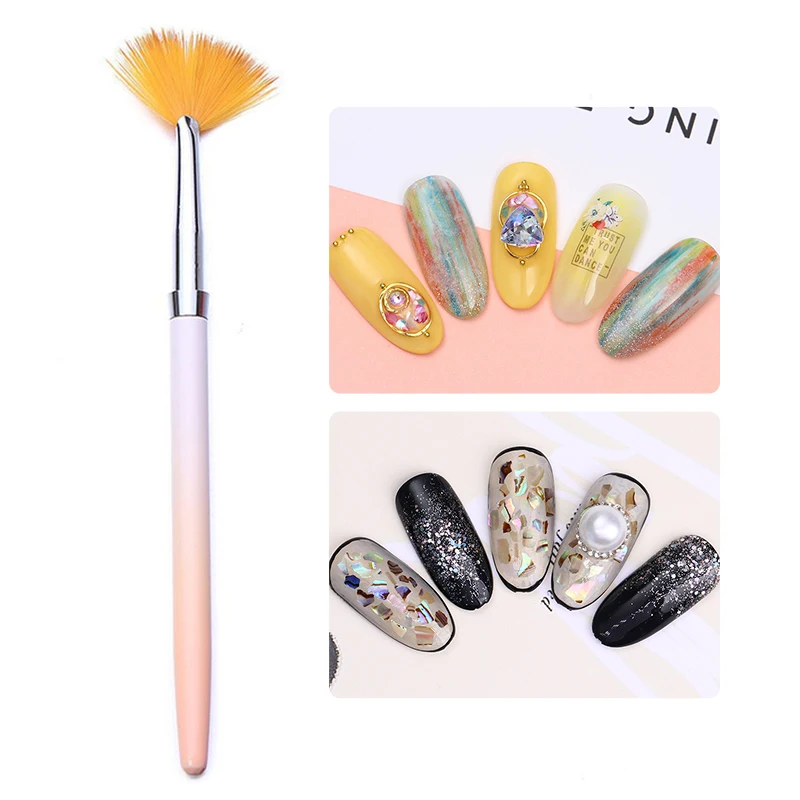 

1 Pc Fan Shape Nail Art Tool Soft Sequins Powder Dust Cleaner Blush Brush Gradual Coating Pen DIY Design Manicure Tool