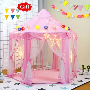 

Pink Princess Children's Tent Tipi Portable Castle Wigwam Tents Folding Teepee Playhouse Kids Dry Pool Ball Pool Baby Room Decor