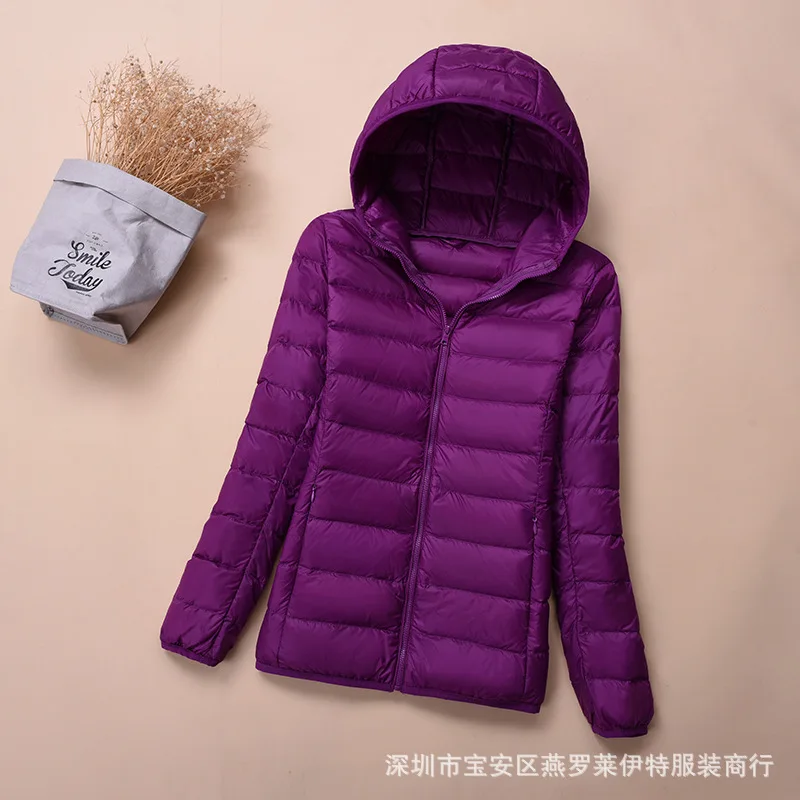 Thin down Jacket Women's Short Stand Collar Hooded Korean-style Autumn And Winter WOMEN'S Coat Low Price Promotion