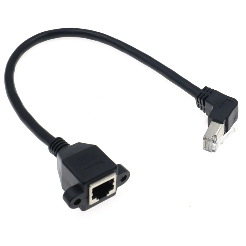 90 Degree RJ45 Male to Female Panel Extension Cable for Ethernet LAN Gigabit Network - CAT5 CAT6 with Screw Hole Description Image.This Product Can Be Found With The Tag Names Computer Cables Connecting, Computer Peripherals, Panel, PC Hardware Cables Adapters