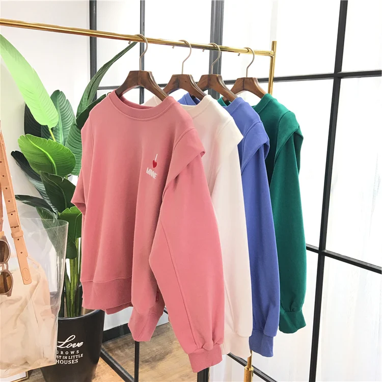 Весенняя Новая модная женская толстовка с длинным рукавом Kawaii, однотонное хлопковое пальто, милая Повседневная Толстовка с капюшоном для девочек-подростков
