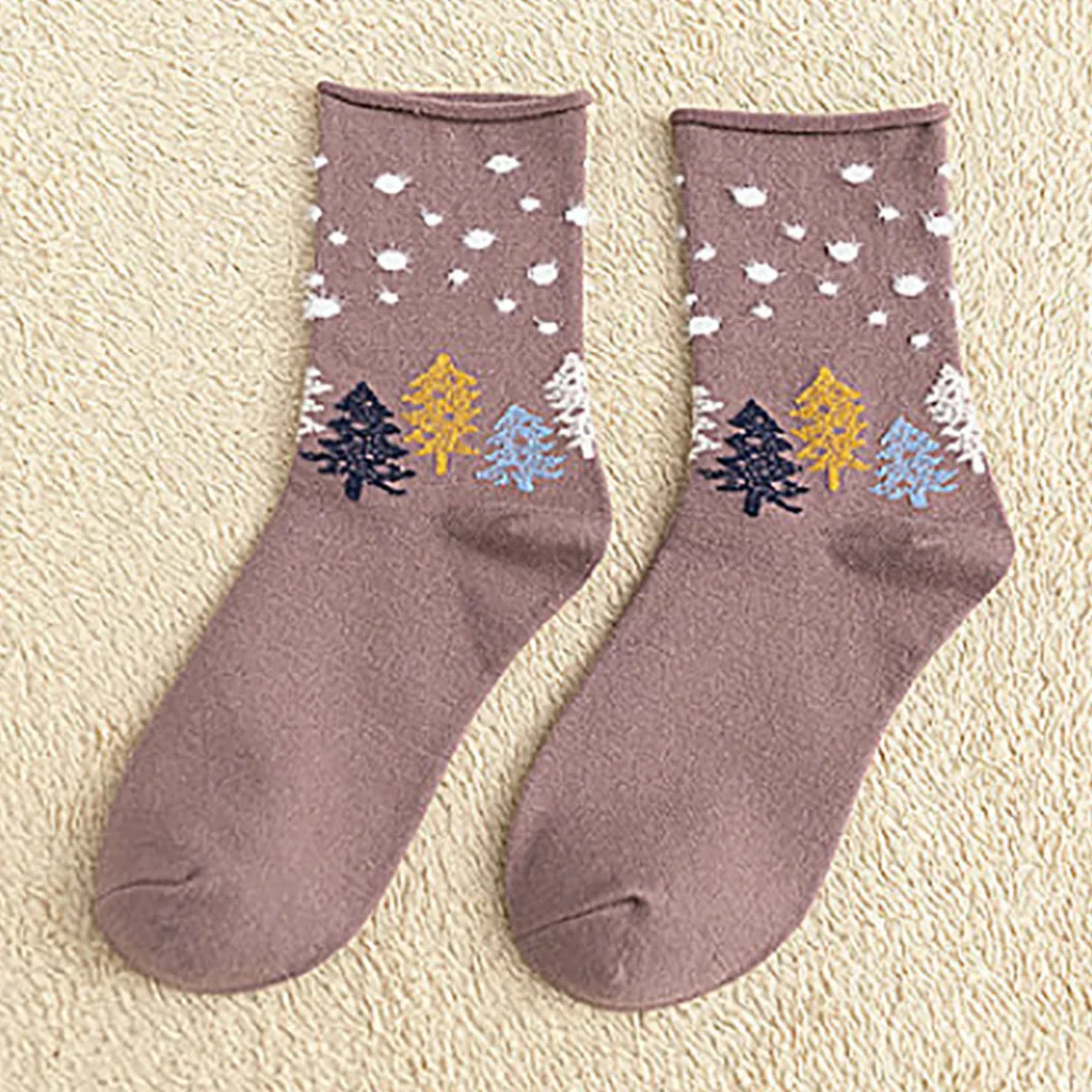 1Pair Fashion Rolled Socks Cotton Mid Tube Casual Christmas Polka Dot Socks W1108