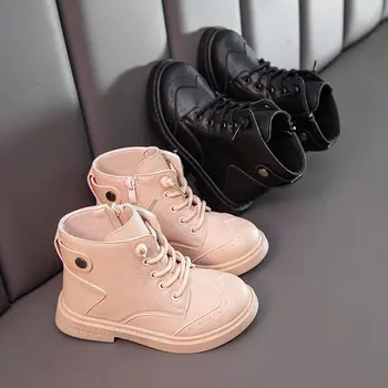

Boots for Kids 6 To 12 Year Old Children Girls Autumn Winter Leather Boots Student Short Ankle Boot Princess Shoes STM026