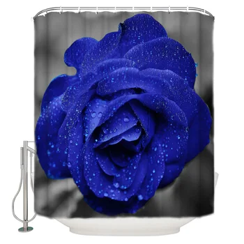 

Blue Rose Flower ParkWaterproof Bathroom Shower Curtain Modern Household Shower Curtain