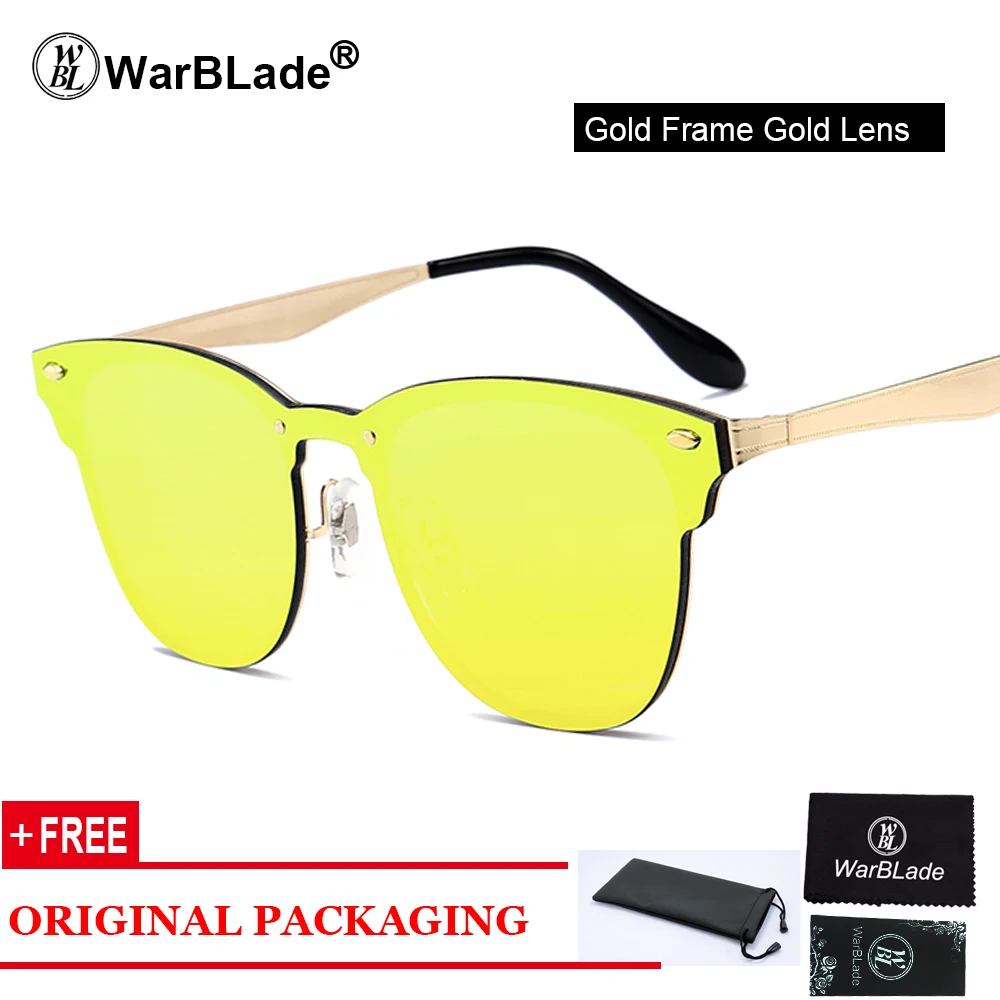 gold gold WarBLade очки океанские солнцезащитные очки Аксессуары женские мужские солнцезащитные очки без оправы для мужчин классические очки - Цвет линз: gold gold