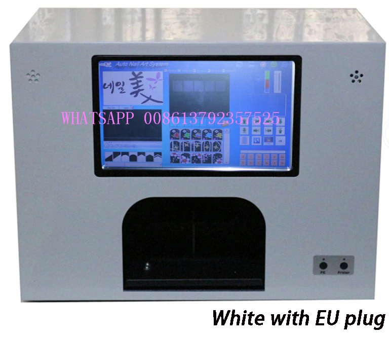 WHITE EU PLUG Принтер для ногтей машина для печати ногтей дизайн и изображения для ногтей и цветов по всему миру принтер для цветов - Цвет: WHITE EU PLUG