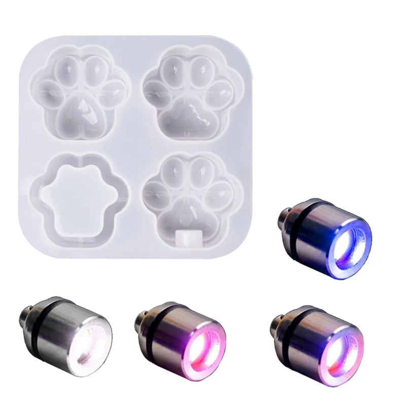 4 Cavities Love Heart Paw Mirror Keychain Epoxy Resin Mold Hanging