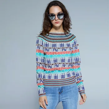 

women pullover sweater blue retro striped turtleneck sweaters plus large size 2019 autumn winter top knitwear free shipping