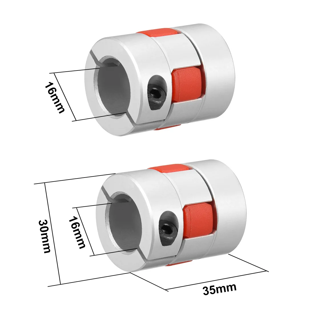 Uxcell 1/2pcs муфта вала L35xD30 6 мм до 6 мм-16 мм до 16 мм отверстие Гибкий Муфта для сервопривода ступенчатый мотор