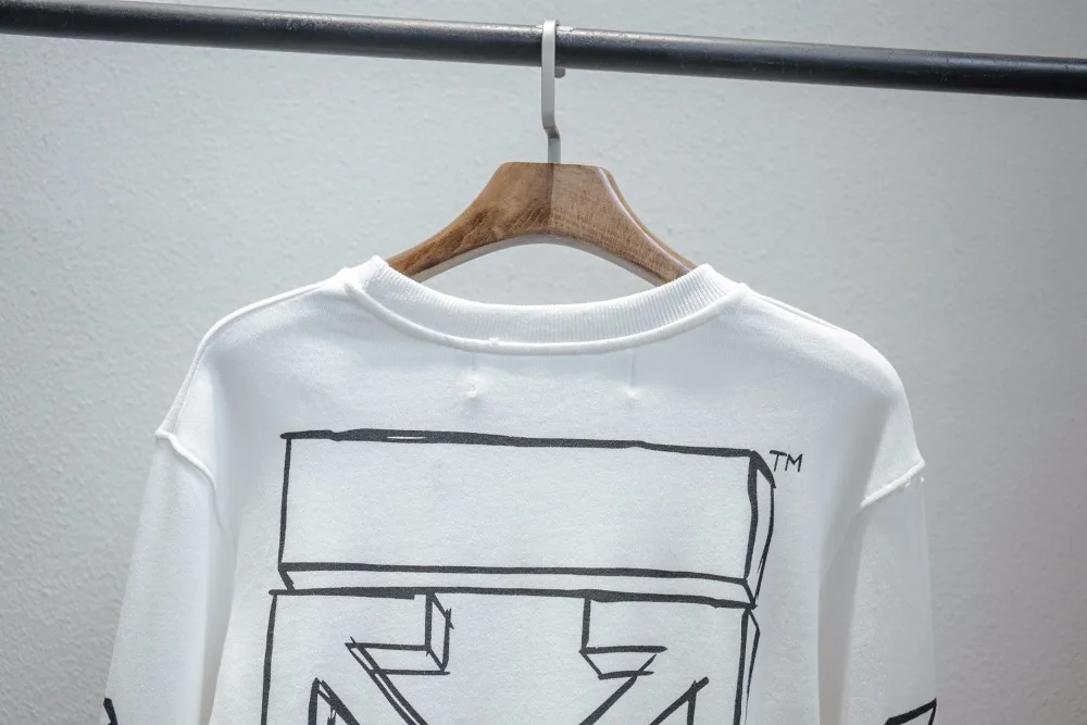 19ss OFF-WHITE C/O для мужчин и женщин VIRGIL ABLOH 3D эскиз стрела полоса с капюшоном уличная толстовка с круглым вырезом с капюшоном спортивная куртка
