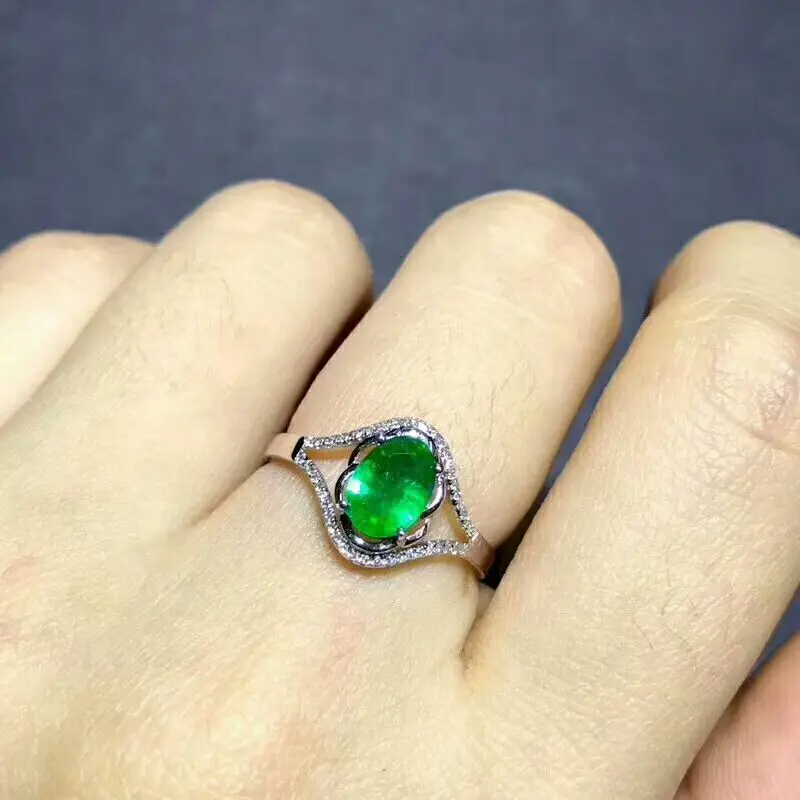 Ring MeiBaPJ, настоящий натуральный изумруд, ювелирный набор, 925 серебро, ожерелье, серьги, кольцо, браслет, 4 шт., костюм, хорошее свадебное ювелирное изделие для женщин - Цвет камня: Ring